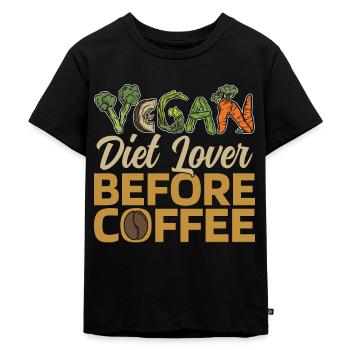 Amateur de régime végétalien avant le végétarisme Amateur de café - T-shirt Premium bio Enfant - noir - Devant - Mikhail (115cm)