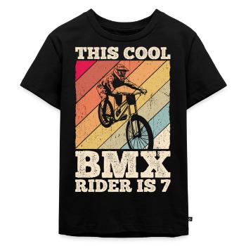 This Cool BMX Rider Is 7 BMX Radfahren Fahrrad MTB - Kinder Premium Bio T-Shirt - Schwarz - Vorne - Mikhail (115cm)