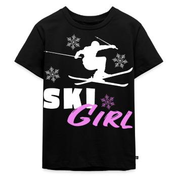 Ski Fille Fille Skieur Ski Piste Montagne - T-shirt Premium bio Enfant - noir - Devant - Mikhail (115cm)