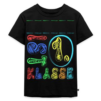 1. Klasse Name Personalisierbar Einschulung Schule - Kinder Premium Bio T-Shirt - Schwarz - Vorne - Mikhail (115cm)