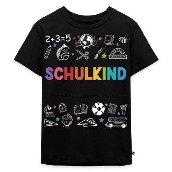 Schulkind Personalisierbar Name Schule Geschenk - Kinder Premium Bio T-Shirt - Schwarz - Vorne - Mikhail (115cm)