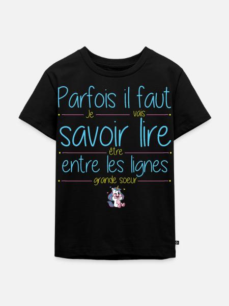 J'ai un secret je vais être grande soeur annonce - T-shirt Premium bio Enfant - noir
