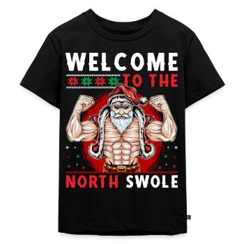 Santa Liftmas Bodybuilding Christmas Gym - Kids Premium Organic T-Shirt - black - Front - Mikhail (115cm)