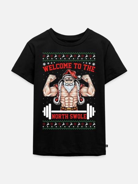 Santa Weihnachten Fitness Bodybuilder Gym - Premium økologisk T-shirt til børn - sort