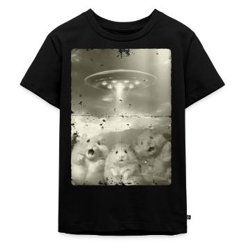 Alien Ufo Invasion Hamster - Kids Premium Organic T-Shirt - black - Front - Mikhail (115cm)