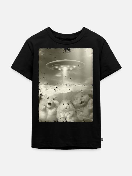 Alien Ufo Invasion Hamster - Kinder Premium Bio T-Shirt - Schwarz