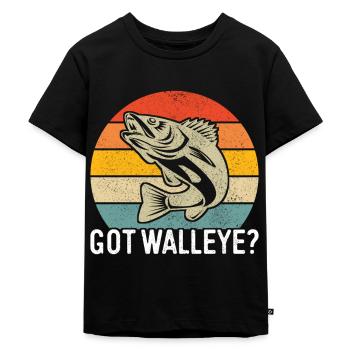 Walleye Fishing Angler - Kids Premium Organic T-Shirt - black - Front - Mikhail (115cm)