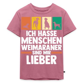 Hund Weimaraner - Kinder Premium Bio T-Shirt - Mauve - Vorne - Hailey (125cm)