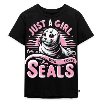 Robbe Robben Tier Seelöwe - Kinder Premium Bio T-Shirt - Schwarz - Vorne - Mikhail (115cm)