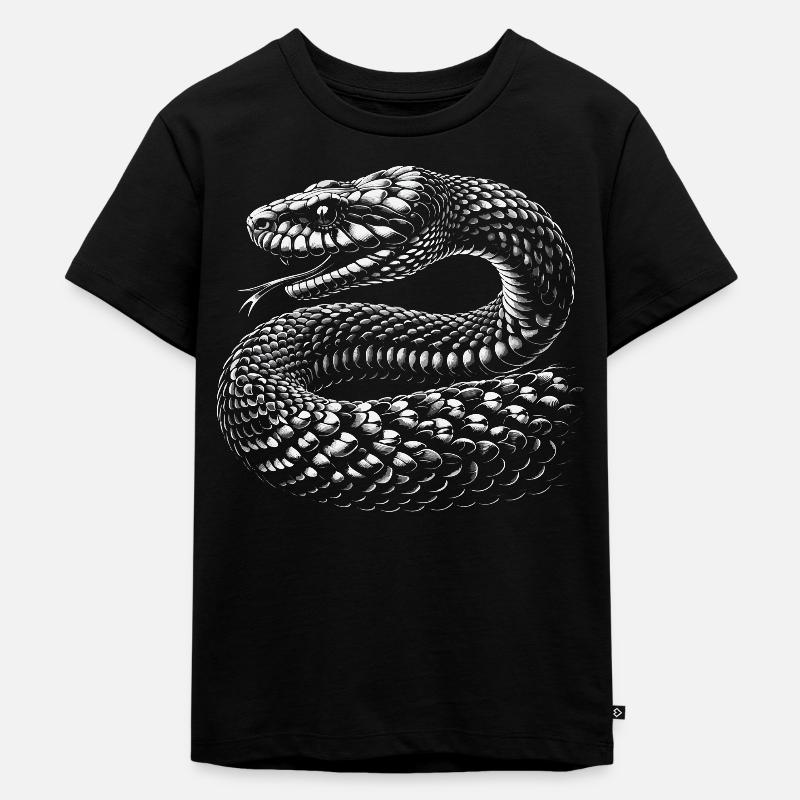 Schlange Schlangen Tier - Kinder Premium Bio T-Shirt - Schwarz