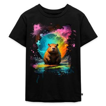 Capybara - Kinder Premium Bio T-Shirt - Schwarz - Vorne - Mikhail (115cm)
