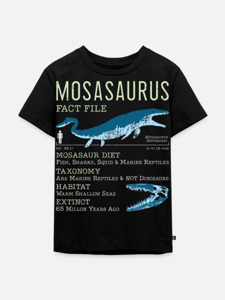 Mosasaurus Fakten - Kinder Premium Bio T-Shirt - Schwarz