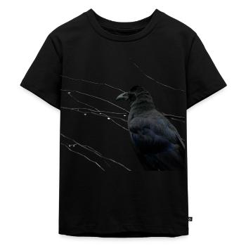Dark Thoughts - Corbeau devant des branches mouillées II - T-shirt Premium bio Enfant - noir - Devant - Mikhail (115cm)