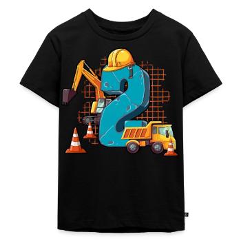 Baumaschinen 2 Geburtstag - Kinder Premium Bio T-Shirt - Schwarz - Vorne - Mikhail (115cm)