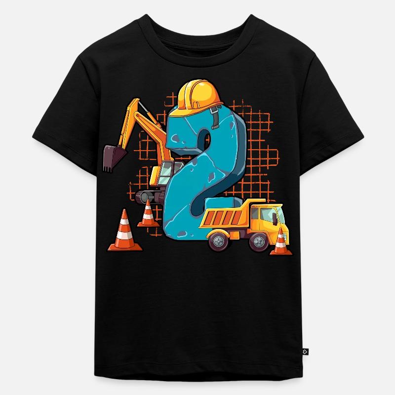Machines de construction 2e anniversaire - T-shirt Premium bio Enfant - noir