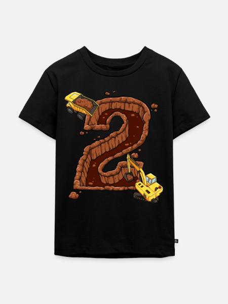 Construction Machinery 2nd Birthday - Kids Premium Organic T-Shirt - black