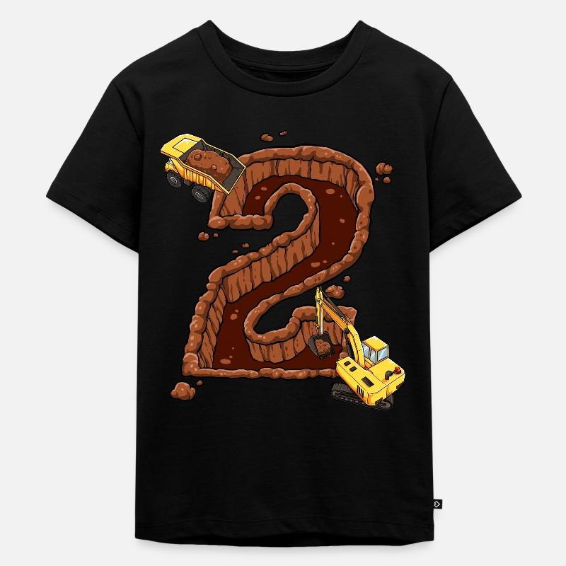 Machines de construction 2e anniversaire - T-shirt Premium bio Enfant - noir