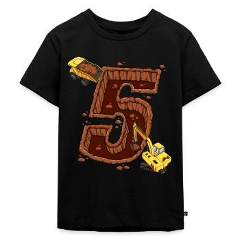 Baumaschinen 5 Geburtstag - Kinder Premium Bio T-Shirt - Schwarz - Vorne - Mikhail (115cm)
