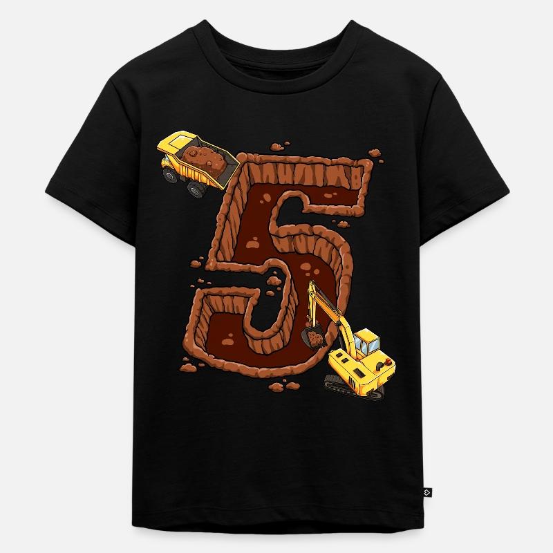 Machines de construction 5e anniversaire - T-shirt Premium bio Enfant - noir