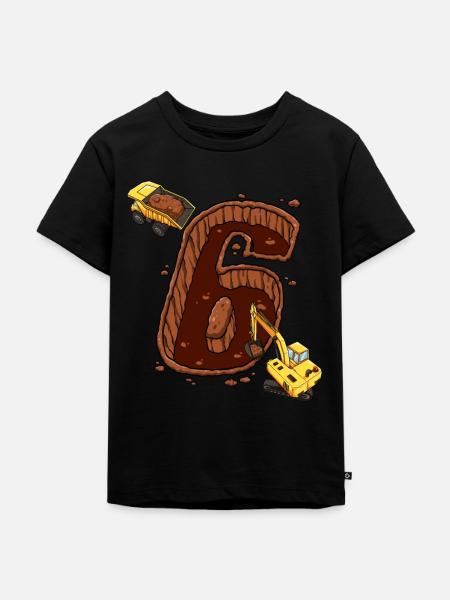 Construction Machinery 6th Birthday - Kids Premium Organic T-Shirt - black