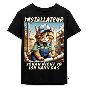 KATZE INSTALLATEUR - Kinder Premium Bio T-Shirt - Schwarz - Vorne - Mikhail (115cm)
