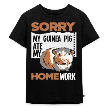 Meerschweinchen Spruch Hausaufgaben - Kinder Premium Bio T-Shirt - Schwarz - Vorne - Mikhail (115cm)