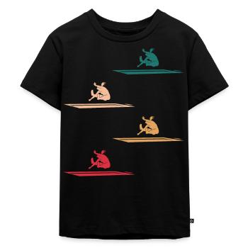 Farbenfrohe Weitsprung-Kunst - Kinder Premium Bio T-Shirt - Schwarz - Vorne - Mikhail (115cm)