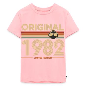 1982 - Kids Premium Organic T-Shirt - rose - Front - AI Model Kid Female (0cm)