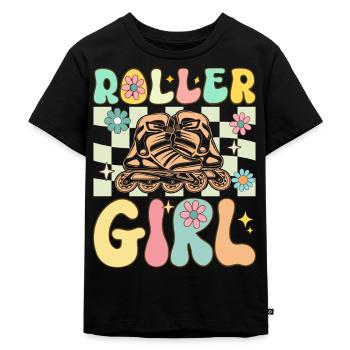 Groovy Roller Skating Girl Weibliche Rollschuhläuf - Kinder Premium Bio T-Shirt - Schwarz - Vorne - Mikhail (115cm)