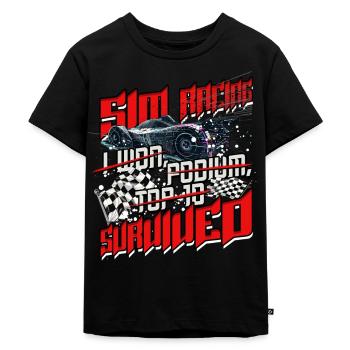 Sim Racing Simulator - Kinder Premium Bio T-Shirt - Schwarz - Vorne - Mikhail (115cm)
