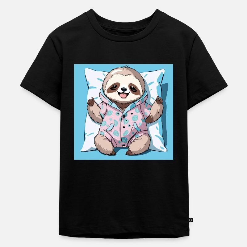 Faultier - Kinder Premium Bio T-Shirt - Schwarz