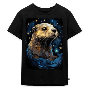 Loutre Nuit étoilée - T-shirt Premium bio Enfant - noir - Devant - Mikhail (115cm)