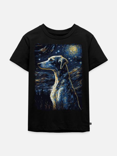 Galgo Espanol Starry Night - Kinder Premium Bio T-Shirt - Schwarz