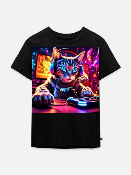 Katze Gaming Zocken - Ekologisk premium-T-shirt barn - svart