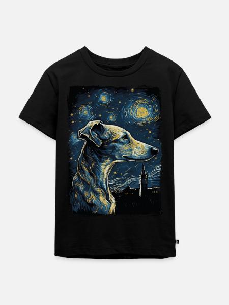 Galgo Espanol Starry Night - Kinder Premium Bio T-Shirt - Schwarz