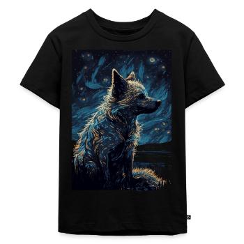 Hyène Nuit étoilée - T-shirt Premium bio Enfant - noir - Devant - Mikhail (115cm)