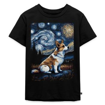 Corgi Starry Night - Kids Premium Organic T-Shirt - black - Front - Mikhail (115cm)