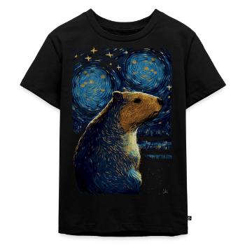 Capybara Nuit étoilée - T-shirt Premium bio Enfant - noir - Devant - Mikhail (115cm)