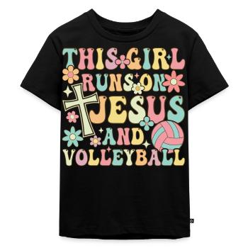 Volleyball Mädchen - Kinder Premium Bio T-Shirt - Schwarz - Vorne - Mikhail (115cm)
