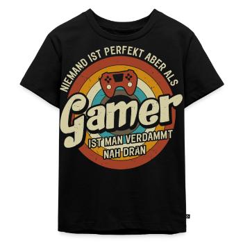 Gamer Ingen er perfekt, men som gamer - Premium økologisk T-shirt til børn - sort - Foran - Mikhail (115cm)