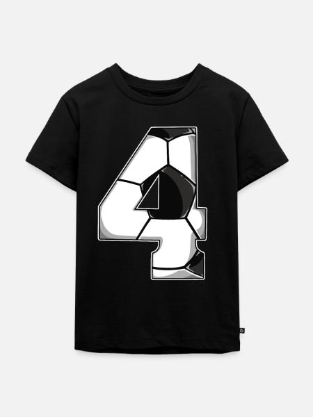 4th Birthday Football - Kids Premium Organic T-Shirt - black