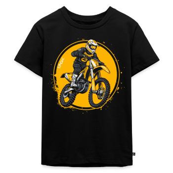 Pilote de Super Motocross blanc et jaune - T-shirt Premium bio Enfant - noir - Devant - Mikhail (115cm)