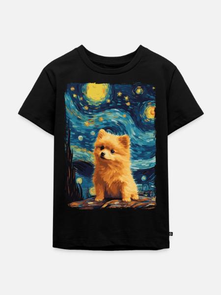 Zwergspitz Starry Night - Kinder Premium Bio T-Shirt - Schwarz