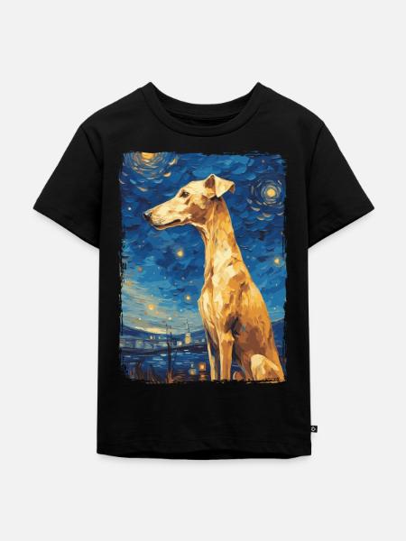 Galgo Espanol Starry Night - Kinder Premium Bio T-Shirt - Schwarz
