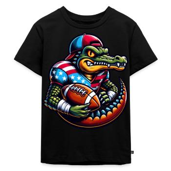 Football Alligator Quarterback - Kinder Premium Bio T-Shirt - Schwarz - Vorne - Mikhail (115cm)