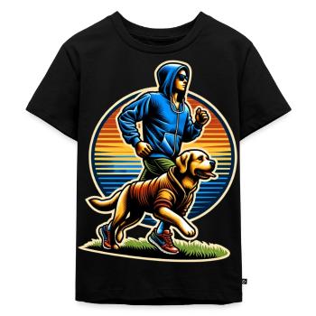 Jogging avec chien Jogging Dog Run - T-shirt Premium bio Enfant - noir - Devant - Mikhail (115cm)