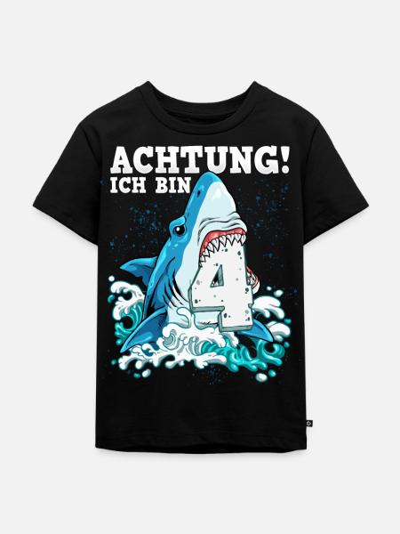 Requin du 4e anniversaire - T-shirt Premium bio Enfant - noir