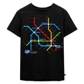 Quedlinburg (U-Bahn-Liniennetz-Edition) - Kinder Premium Bio T-Shirt - Schwarz - Vorne - Mikhail (115cm)