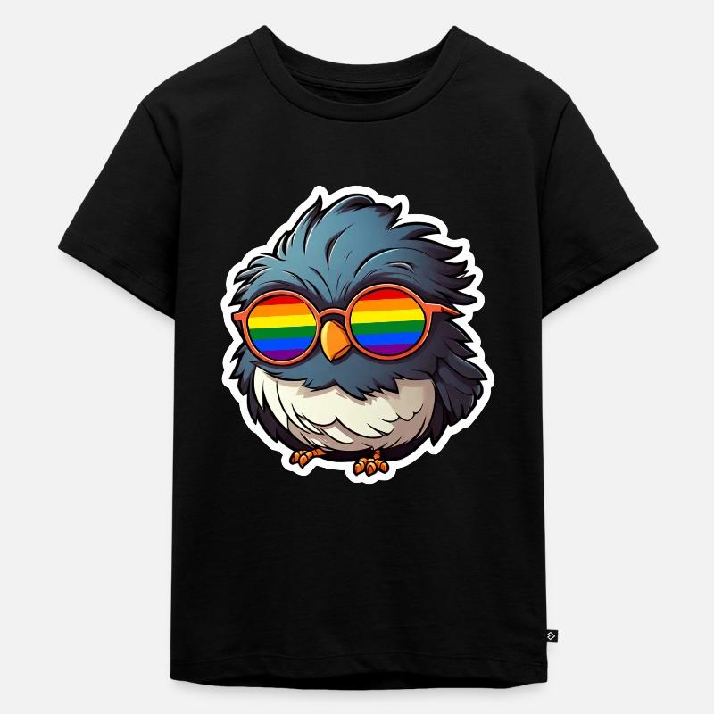 LGBTQ Vogel - Kinder Premium Bio T-Shirt - Schwarz