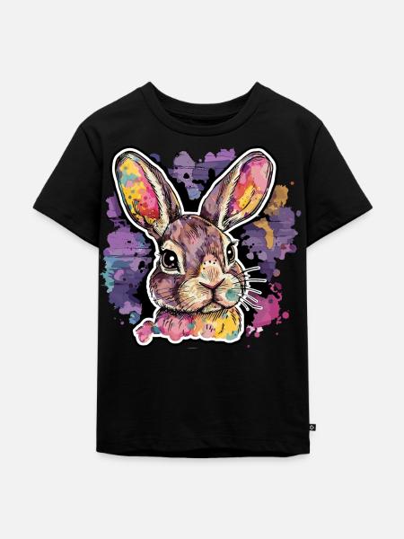 Strahlender Hase - das Kunstwerk - Kinder Premium Bio T-Shirt - Schwarz